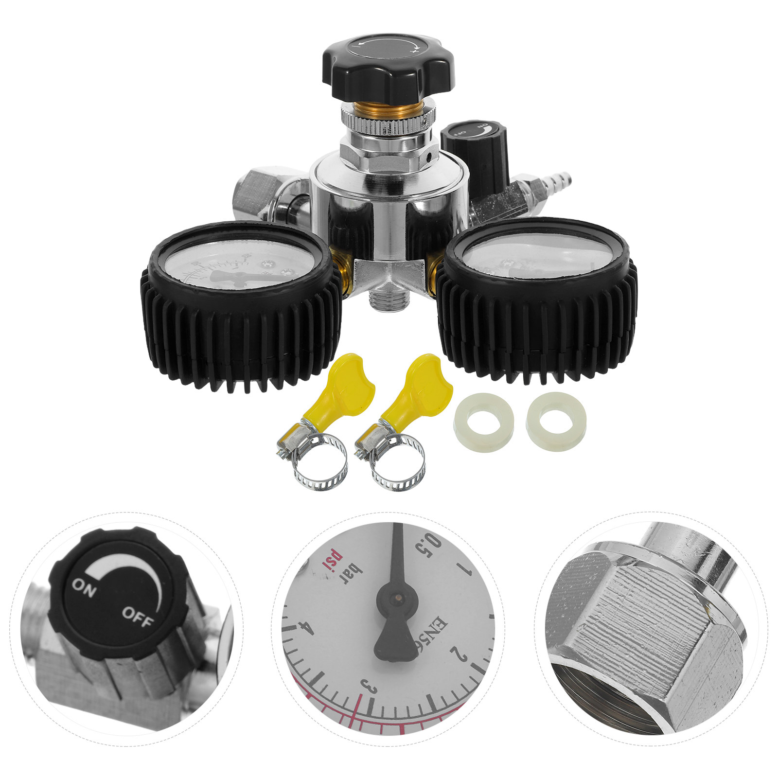 Co2 Regulator Dual Stage - ชุดอุปกรณ์ต้มเบียร์ CGA320 พร้อมตัวควบคุมแรงดัน CO2 แบบสองเกจ ทนทานสูง