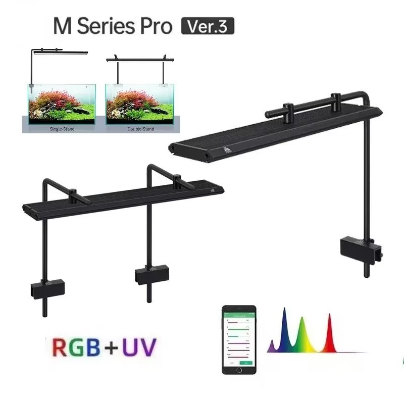 Planted Aquarium Uv Light - ไฟปลูกพืชน้ำ M Series พร้อมขายึด RGB+UV สำหรับตู้ปลา