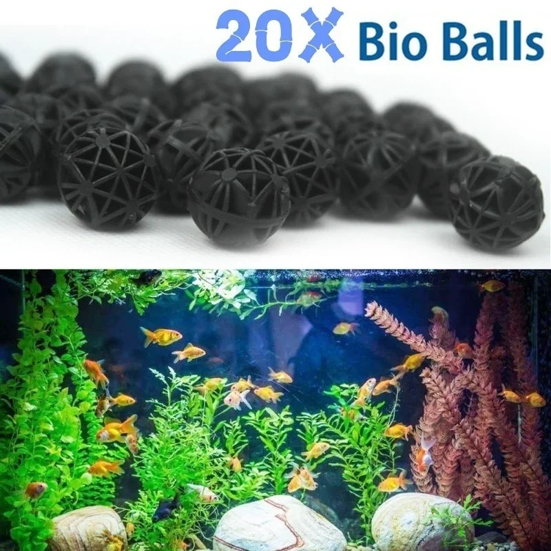 Aquarium Planted Tank Filter - 20 ชิ้น 16 มม. ไบโอบอลสำหรับกรองน้ำในตู้ปลา น้ำจืด