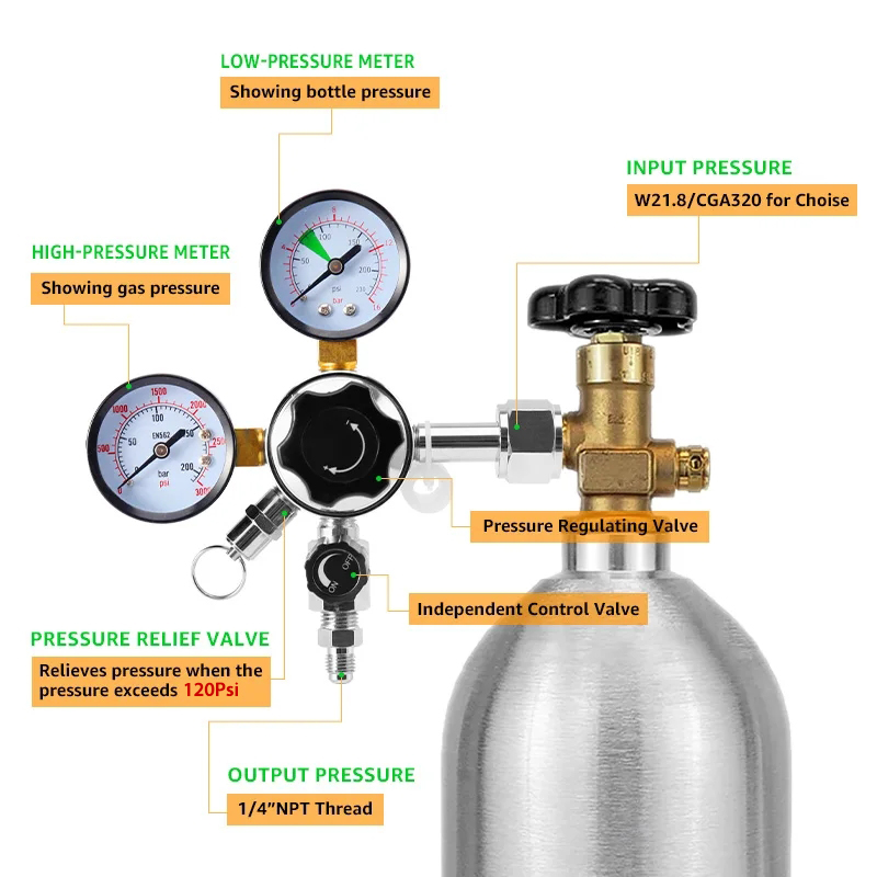Dual Gauge Co2 Regulator แรงดั - Co2 Regulator Dual Stage บทวิจารณ์และราคา